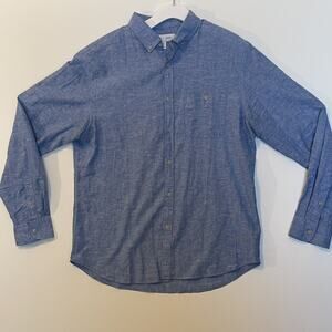 Old Navy Mens L Long Sleeve Casual Shirt Cotton Linen Vacation Weekend Office.